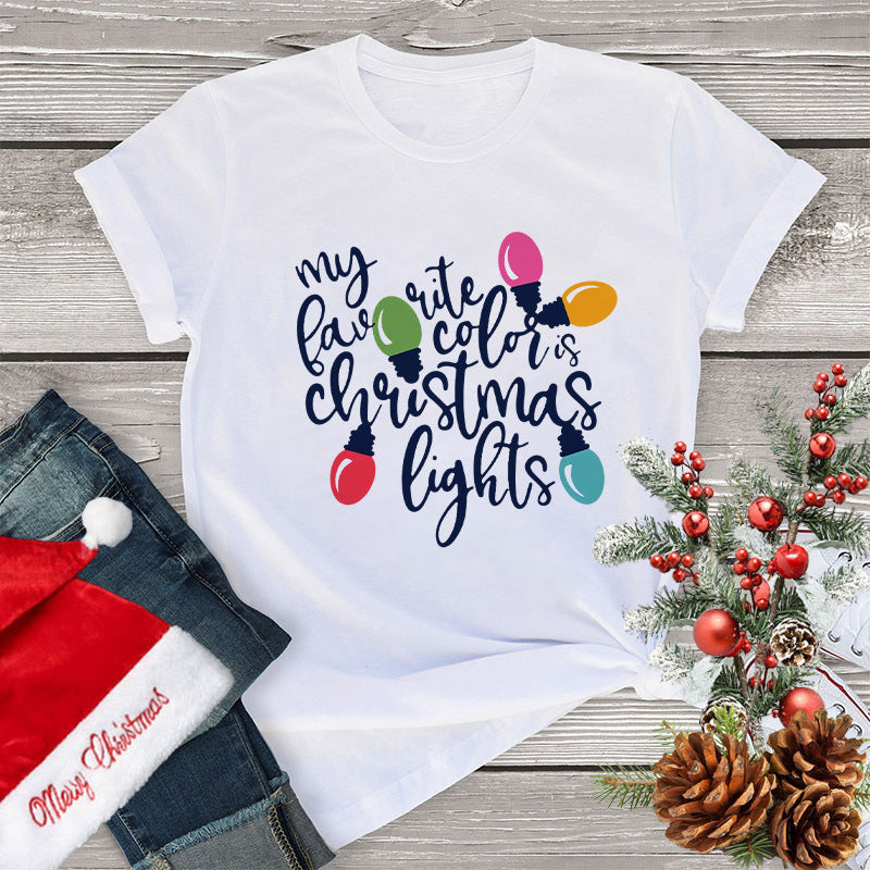 Women's Clothing Fashion Christmas Holiday Party T-shirt Loose Merry Christmas Casual