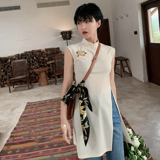 Fashion Women's Chinese-style Retro Improved Cheongsam Sleeveless Top