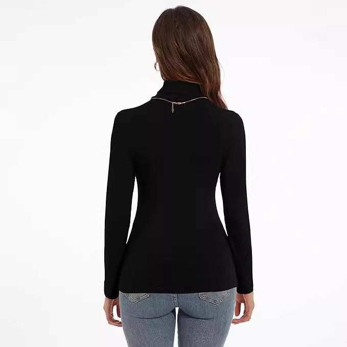 Base Shirt Slim-fit Elegant Graceful Turtleneck