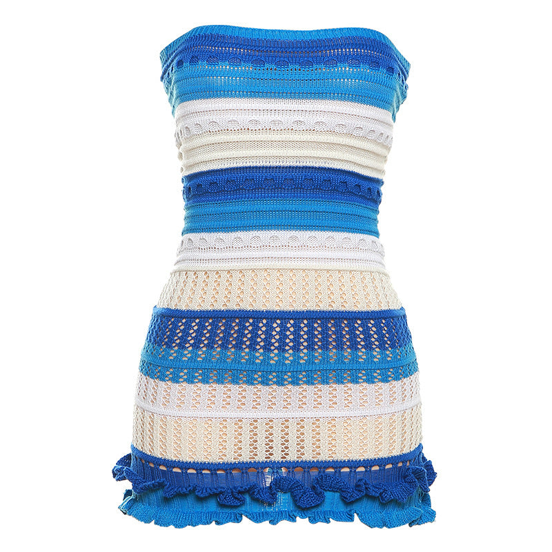 Knitted fashion Tube Top Backless dress - girl season boutique