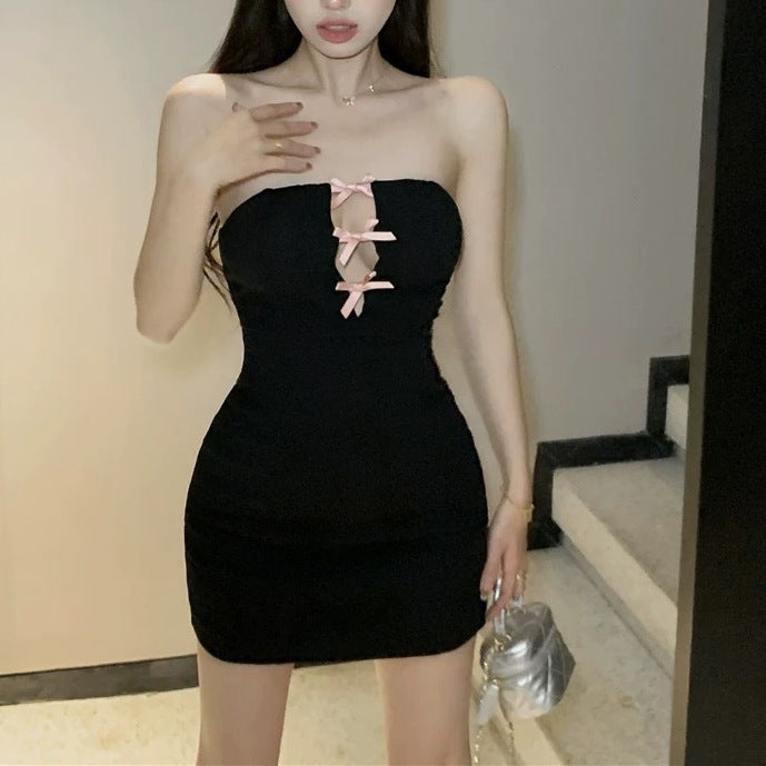 Women's Fashion Tube Top Cross Tied Dress