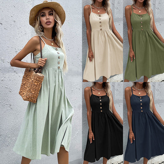 Summer Fashion Cotton Dress Women's Suspenders