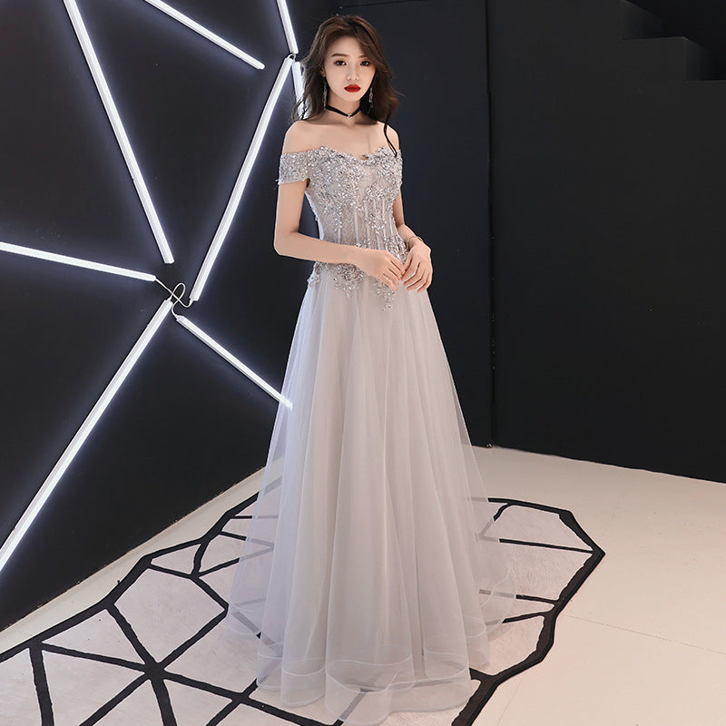 Ladies' Banquet Elegant Off-shoulder Dress