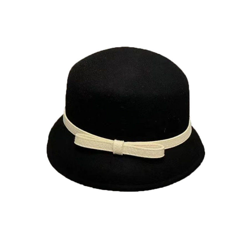 Korean All-match Simple Bow Elegant Small Bucket Cap