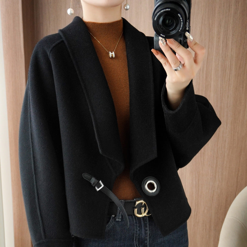 Female Hepburn Style Double-sided Wool Overcoat