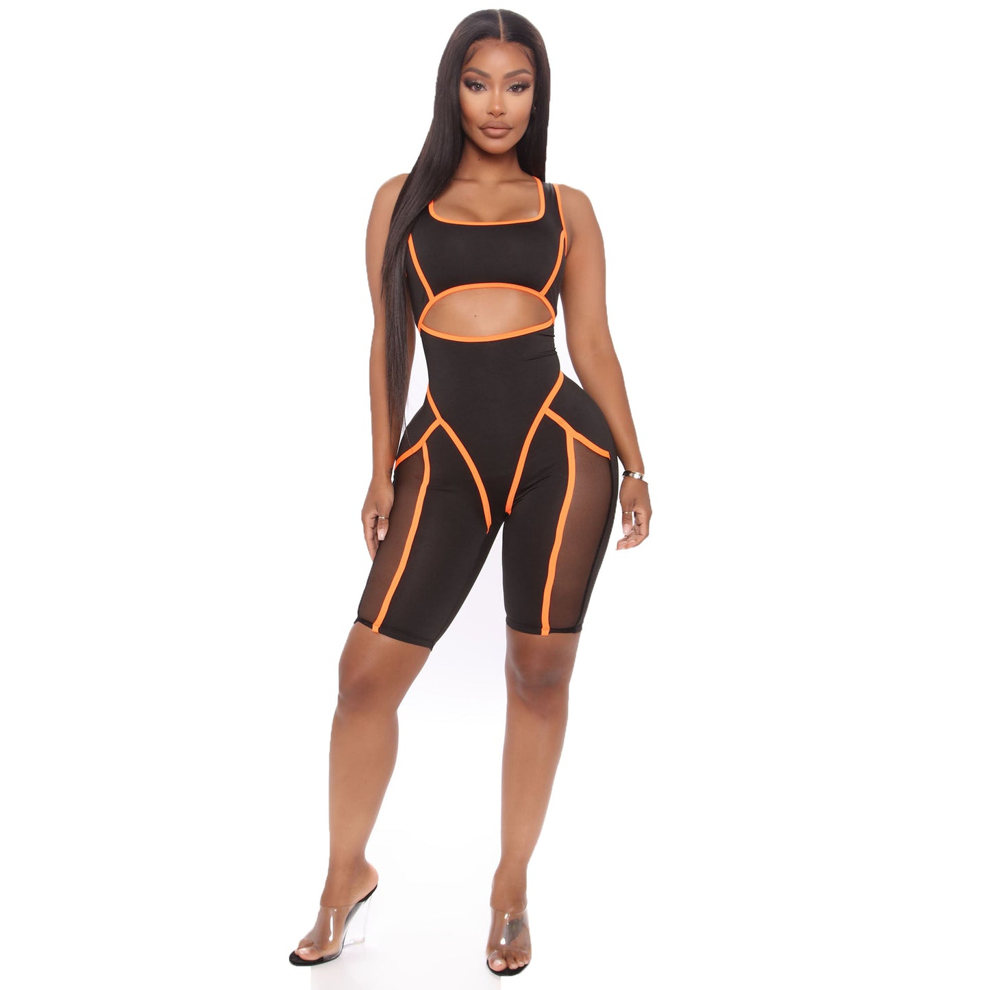 Women's Tight Color Matching Sleeveless Jumpsuit