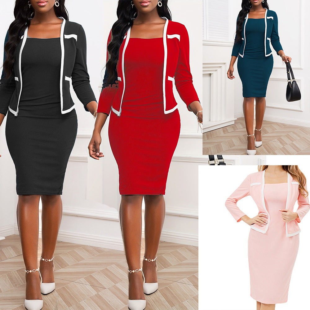 Three-quarter Sleeve 2 Piece Professional Hip Dress