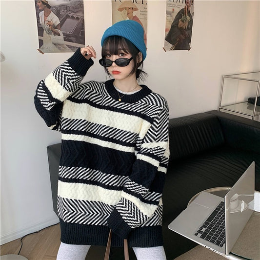 Striped Sweater Women's Loose Pullover