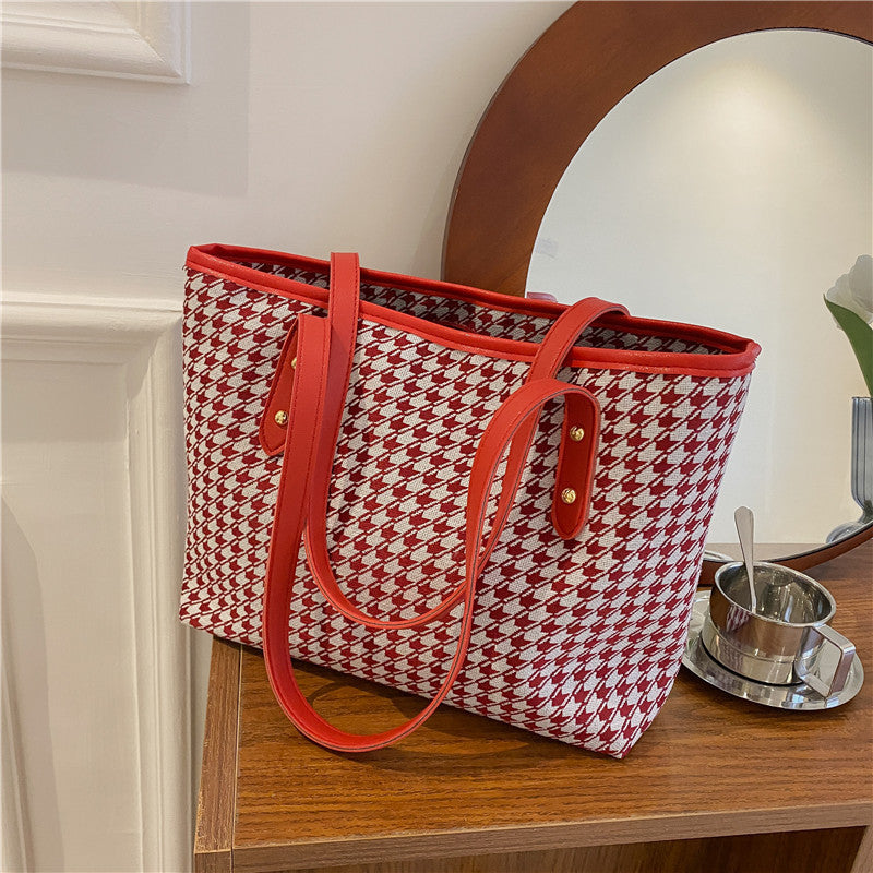 Large Capacity Houndstooth Bag For Women