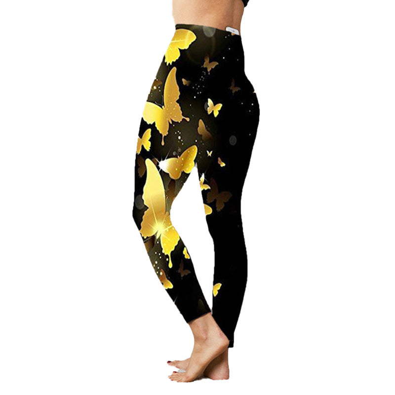 Fashion Women's Printed Stretch Slim Butterfly Yoga Pants