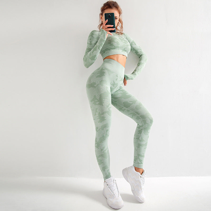 Women's Fashion Camouflage Yoga Clothes Two Piece Set