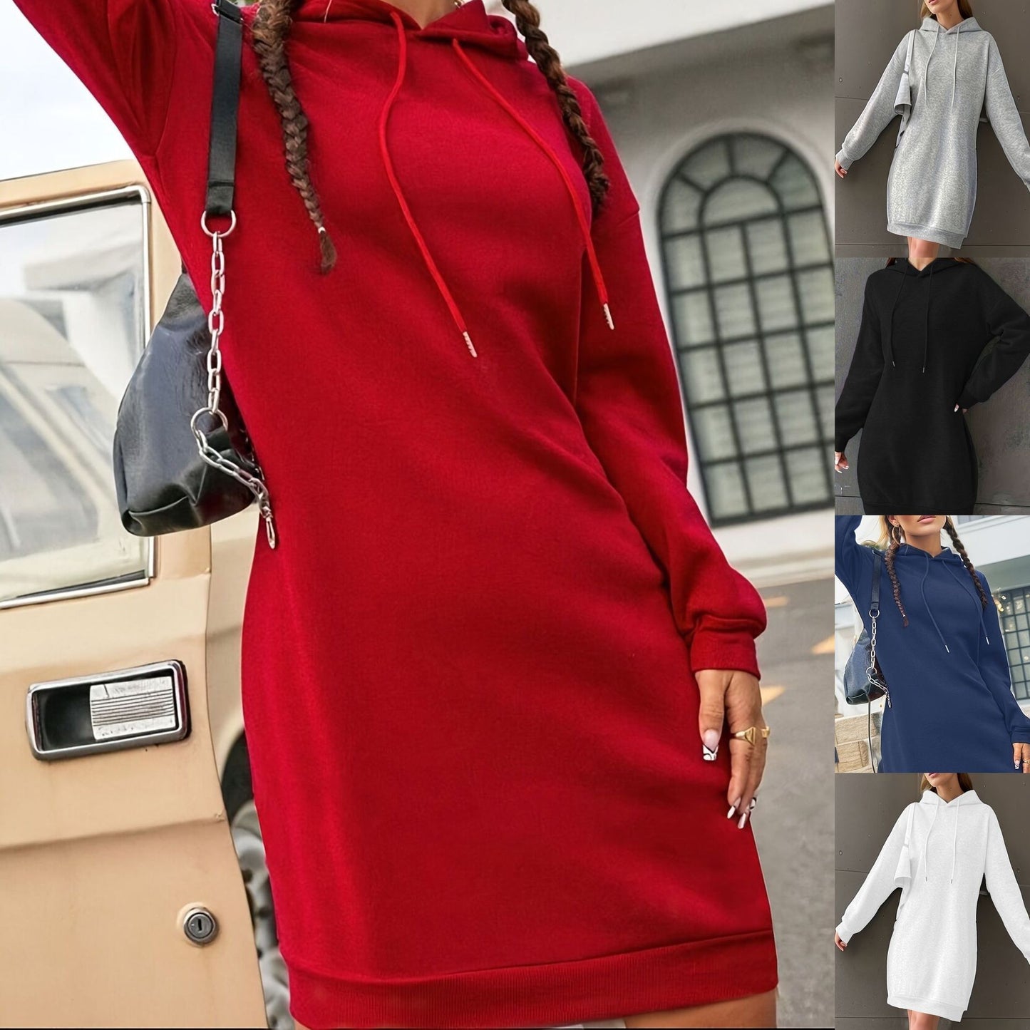 Casual Loose Fleece-lined Hooded Sweater