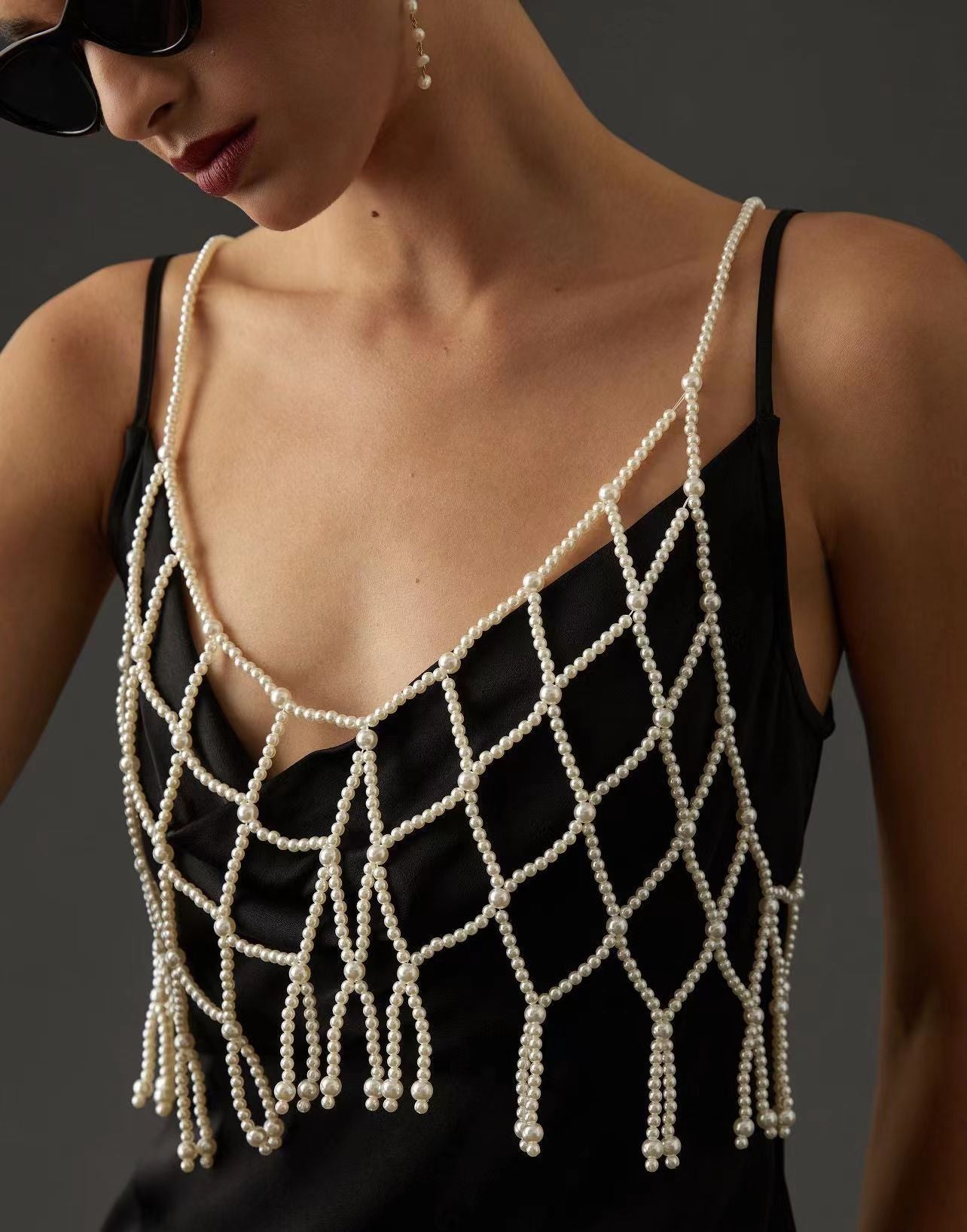 Outdoor All-matching European And American Pearls Camisole