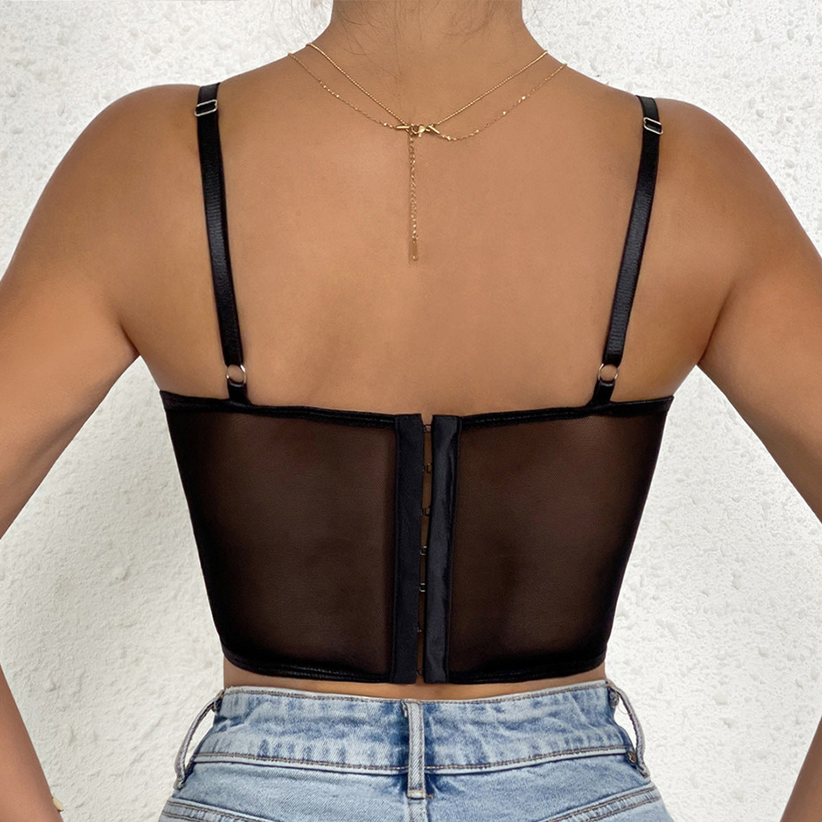 Date night Mesh Bare Midriff Slim Fit Sling Top