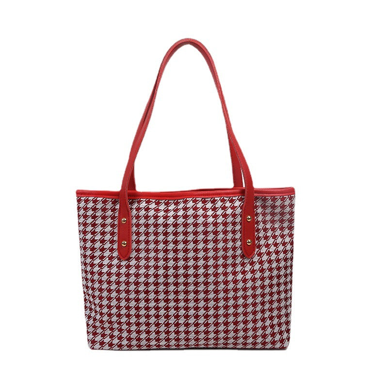 Large Capacity Houndstooth Bag For Women