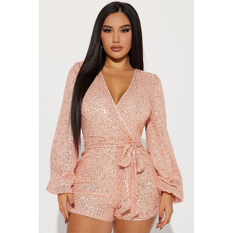 Sequin Fashion One-piece Shorts suit