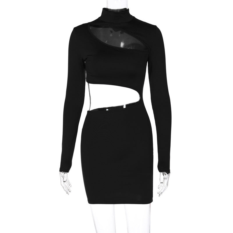 Cutout Slim Fit Turtleneck Long Sleeve top and Dress skirt