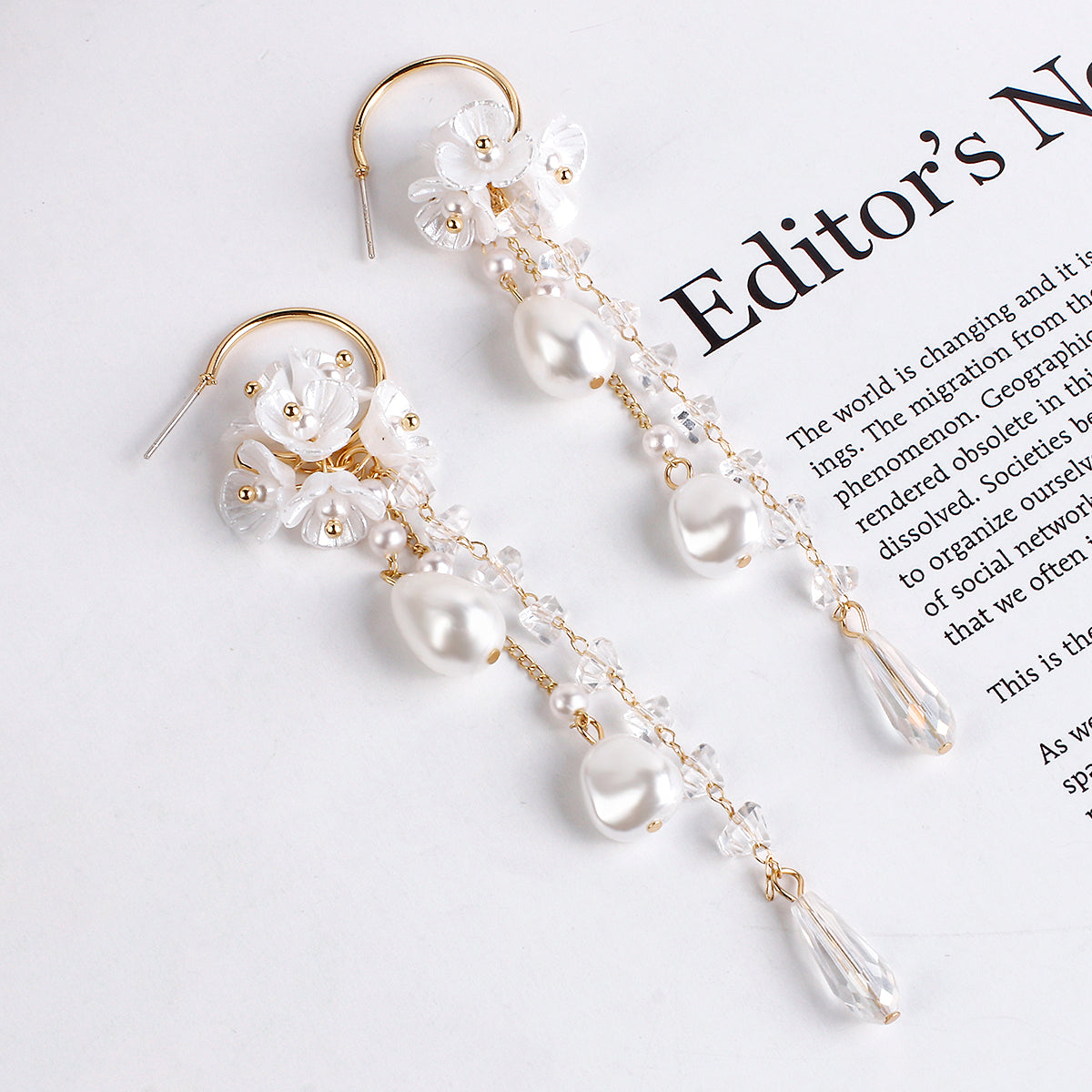 Fashion 925 Silver Needle Flower Pearl Earrings