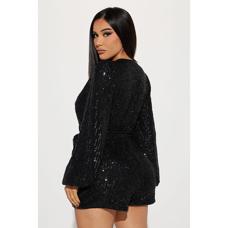 Sequin Fashion One-piece Shorts suit