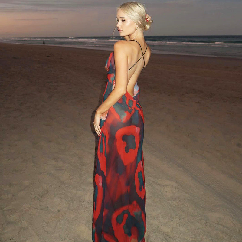 V-neck Long Dress Sexy Backless Fashion Dress