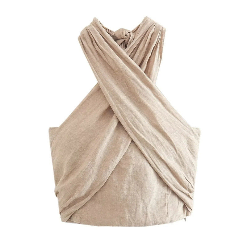 Simple Fashion All-match Halter Linen Vest Top