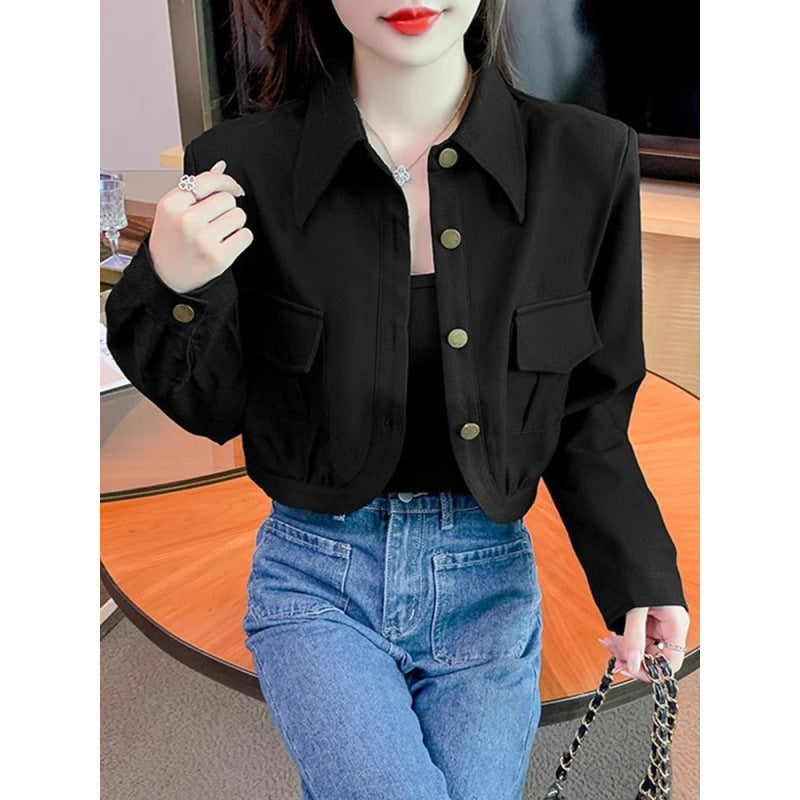 High-end Short Long Sleeve All-match Slimming And Short Sweet jacket Top