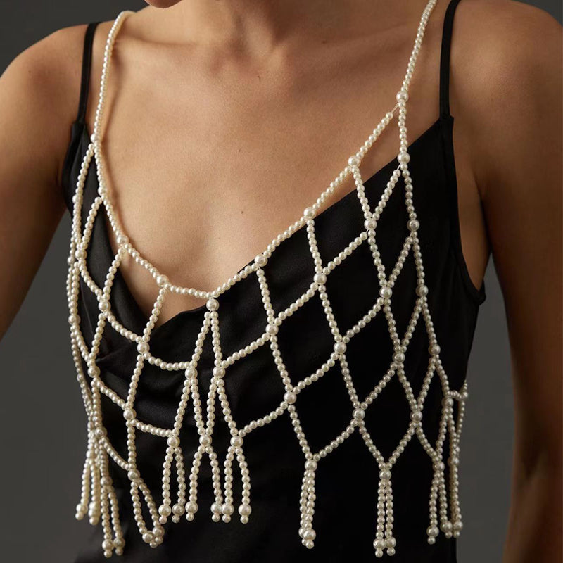 Outdoor All-matching European And American Pearls Camisole