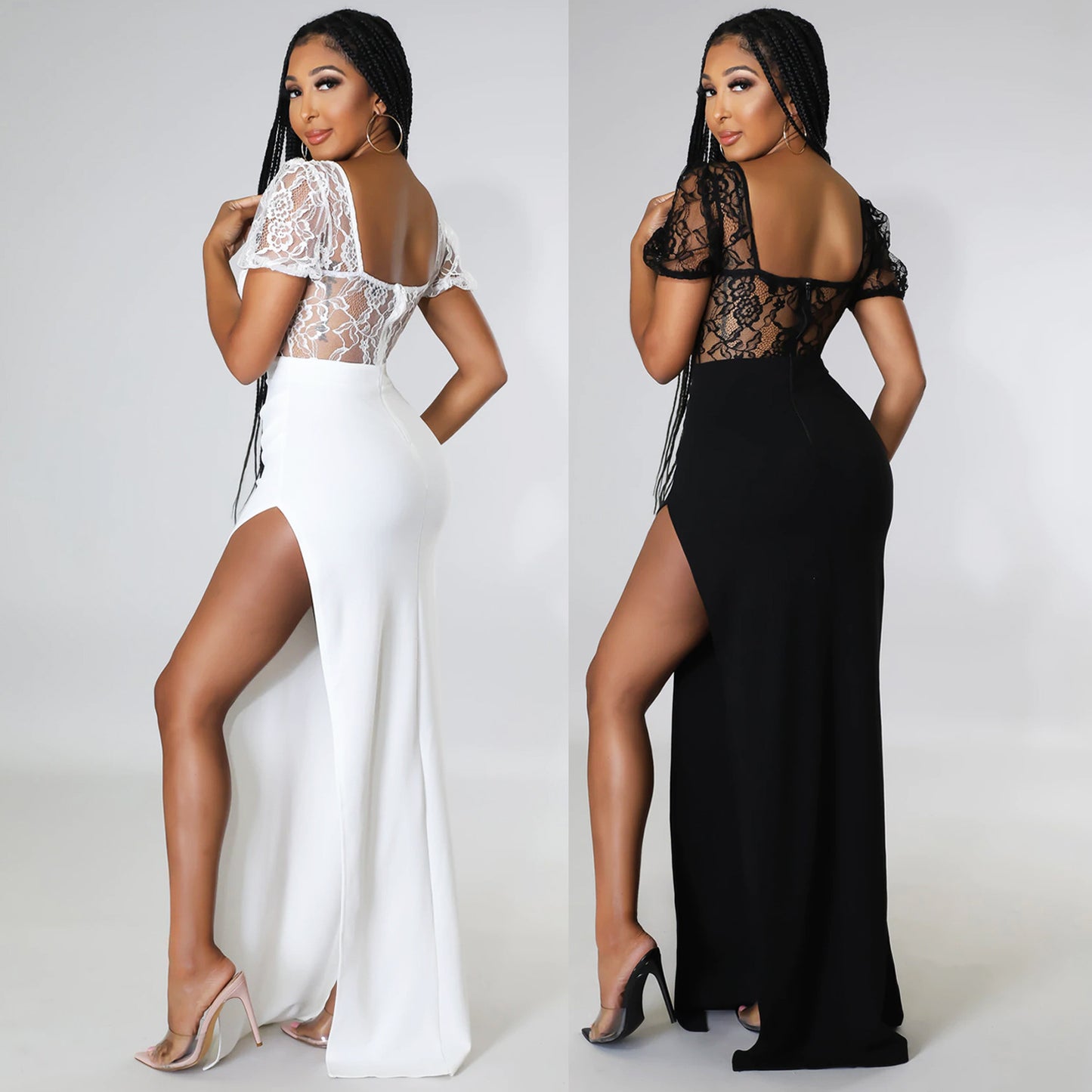 Lace Socialite Split Long Dress