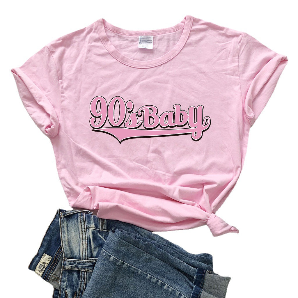 Women's Letter Printed Polyester T-shirt