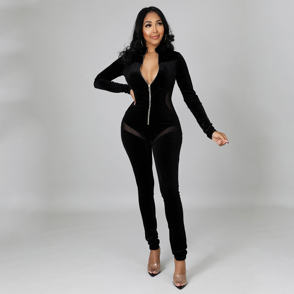 Women's Tight Stitching Long Sleeve Jumpsuit