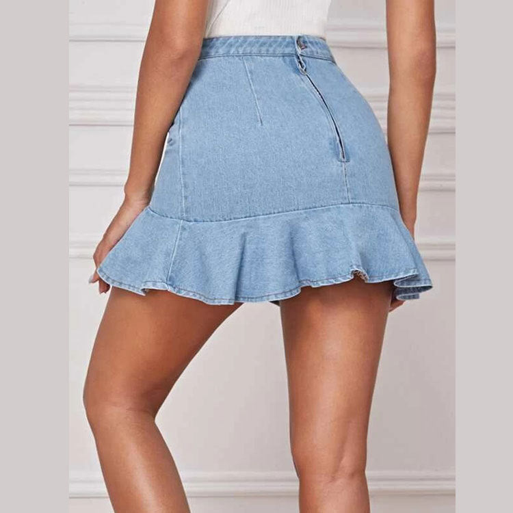 Denim lace mini skirt - girl season boutique