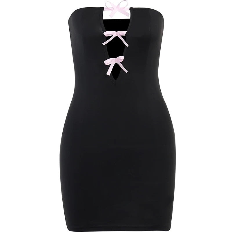 Women's Fashion Tube Top Cross Tied Dress