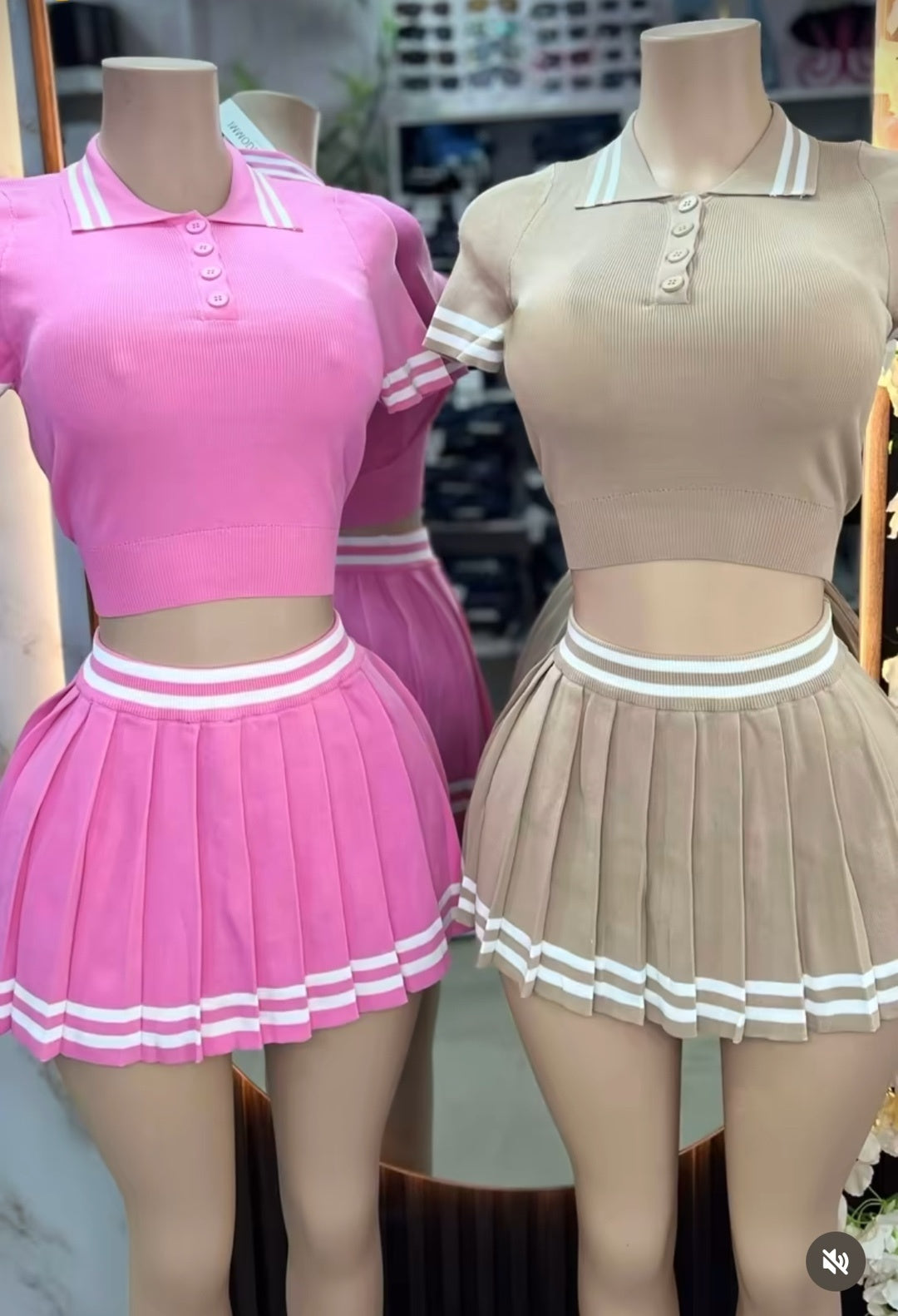 Trendy golf Tops Pleated Skirt Two-piece Set