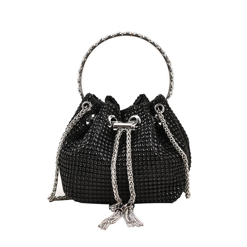 Women's Fashion Diamond Portable Drawstring Bucket Bag