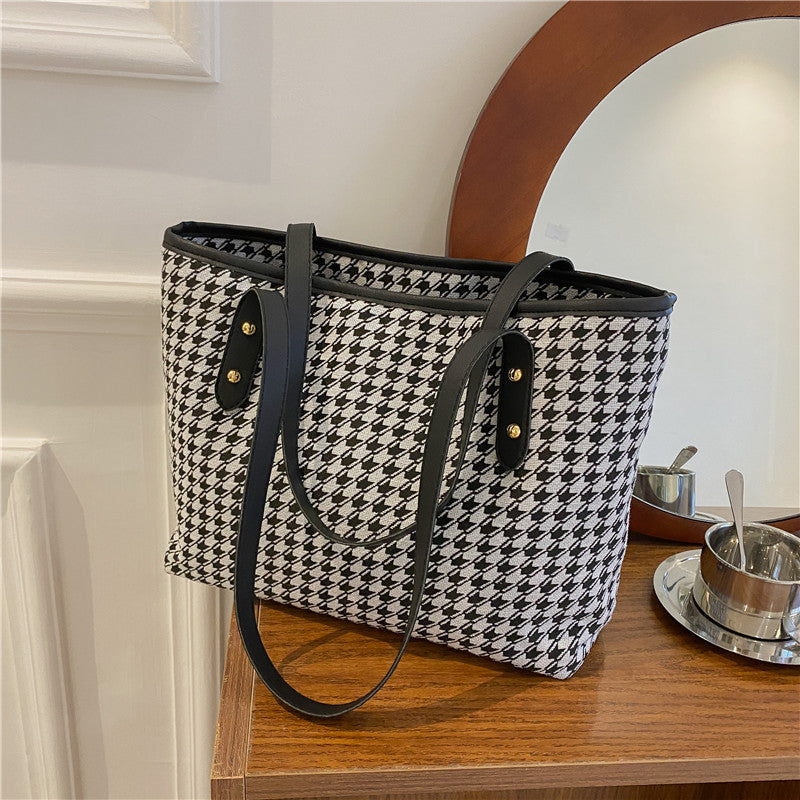 Large Capacity Houndstooth Bag For Women