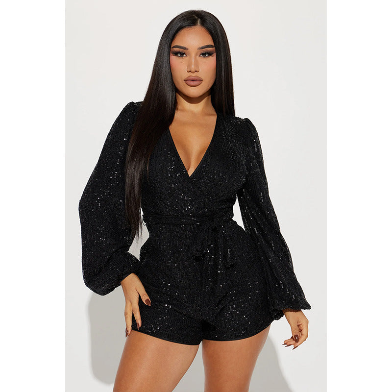 Sequin Fashion One-piece Shorts suit