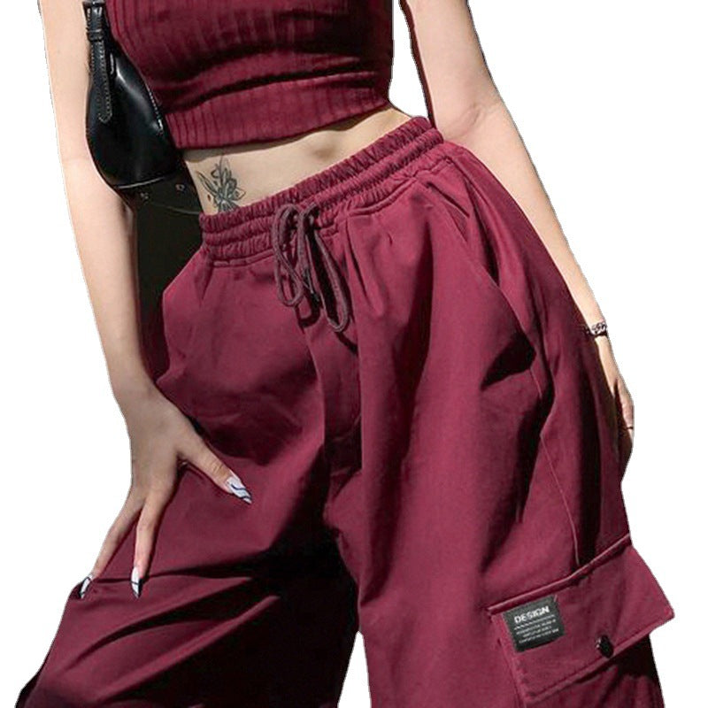 Street Style Flanging Pocket Fashion Wide-leg Overalls Loose