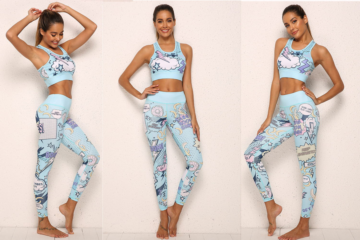 Lady’s comic print yoga set - girl season boutique