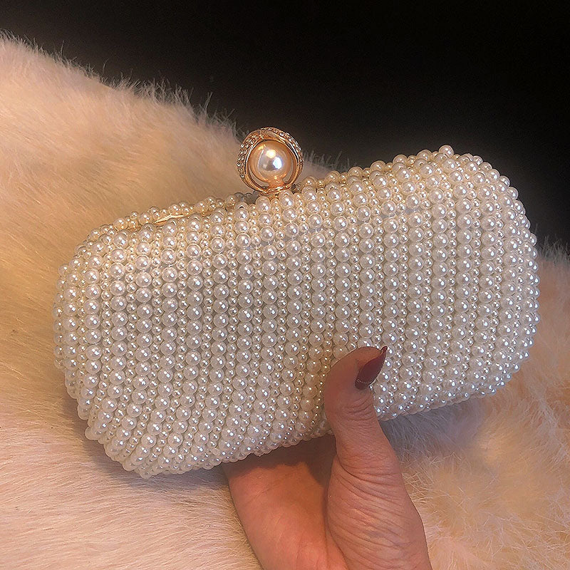 Fashion Retro Women's Rhinestone Pearl Handbag