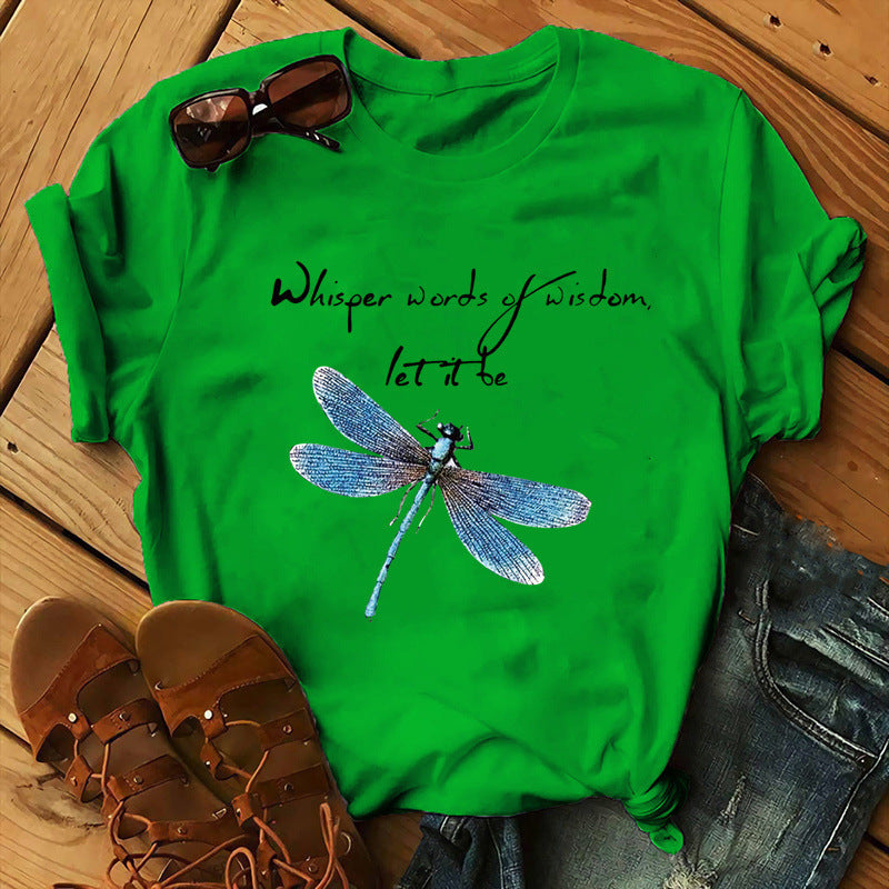 Let It Be Cute Bee Letter Alpaca Casual Women's T-shirt