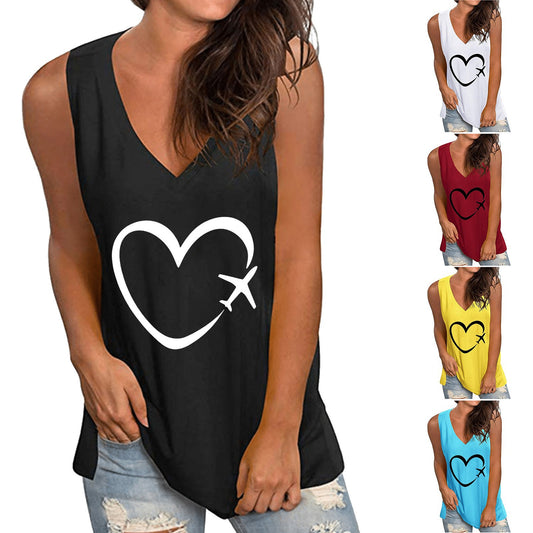 Women's New Sleeveless Camisole Heart Printing Vest