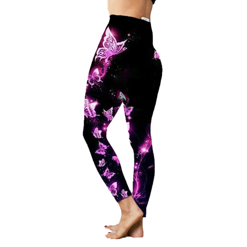 Fashion Women's Printed Stretch Slim Butterfly Yoga Pants