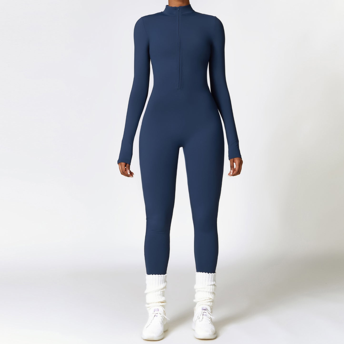 Warm Zipper Long-sleeved Yoga Jumpsuit Bodysuit