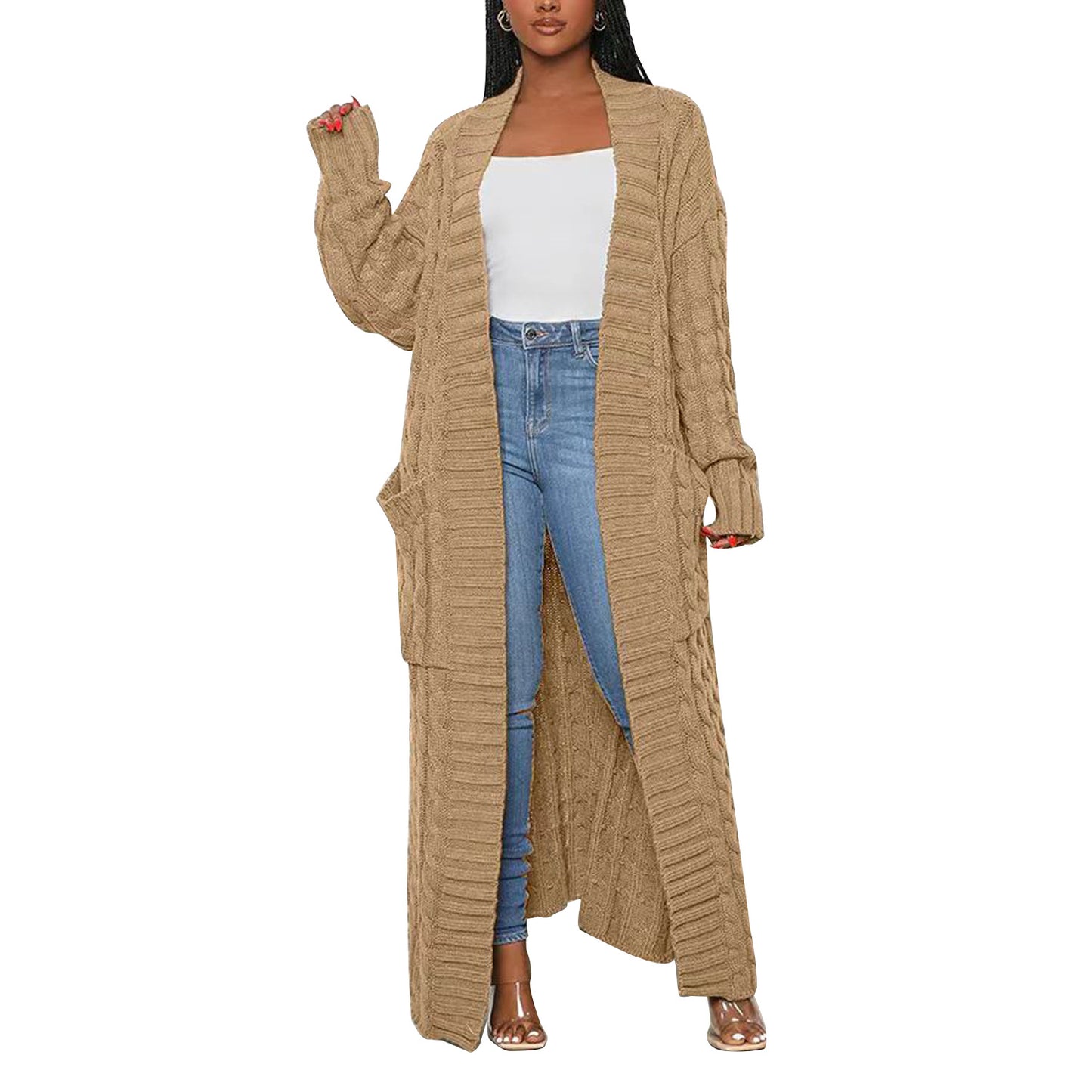 Women's Clothing Fashion Long Sleeve Long Sweater Coat