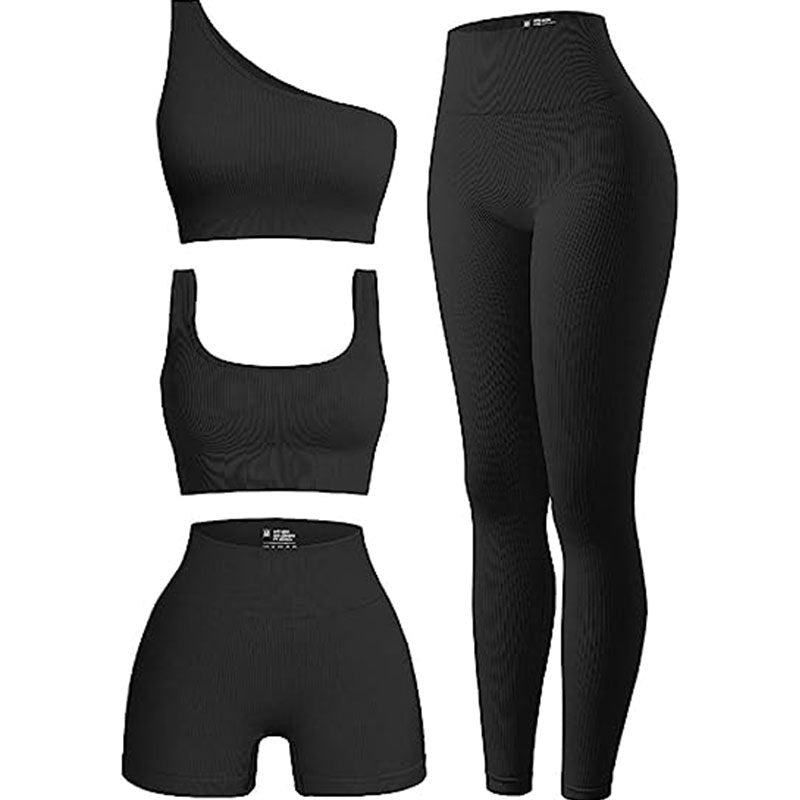 Women's Fashion Casual Short-sleeved Sports Workout Training Clothes Four-piece Suit