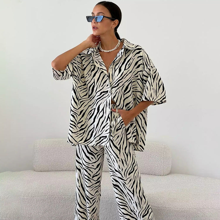 European And American Fashion Satin Zebra Striped Suit