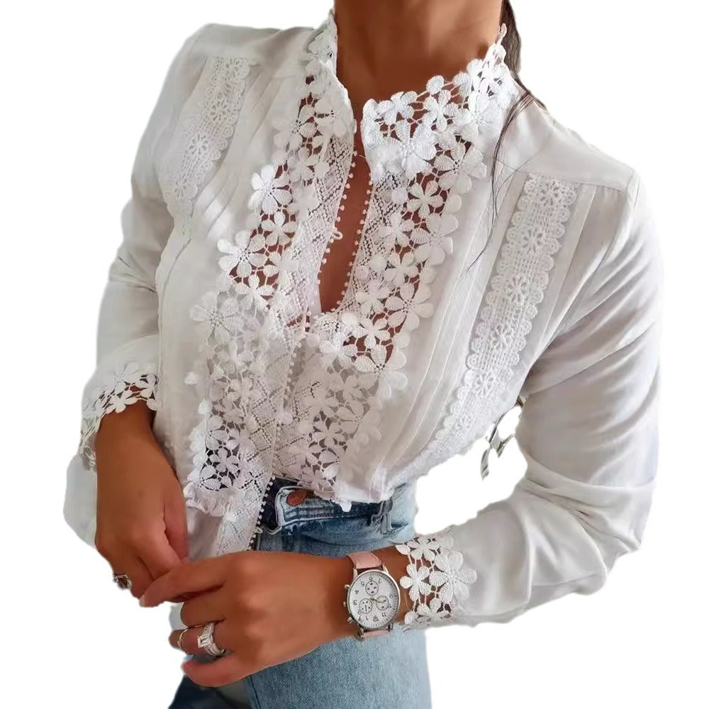 Lace Floral Long Sleeve Shirt