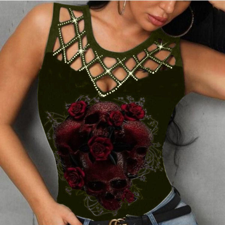 Women's Fashion 3D Rose Hollow Vest Top