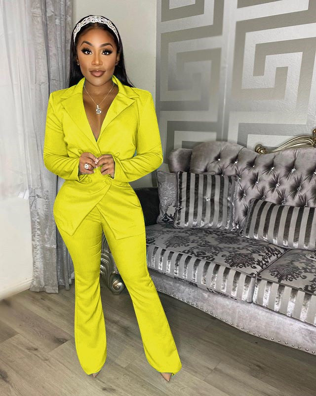 Fashion Money Queen Casual Solid Color Suit