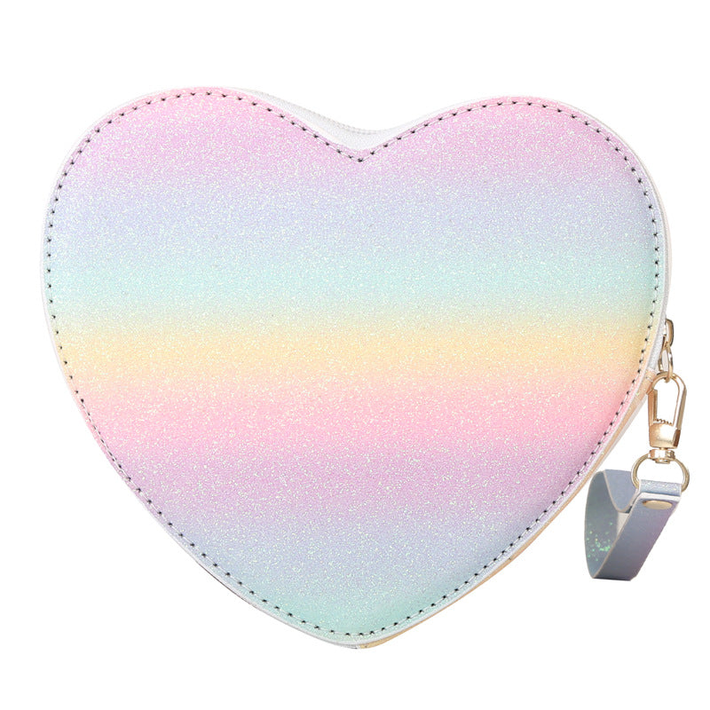 Colorful Shiny Love Artistic Wrist Bag Banquet Shoulder Messenger Bag